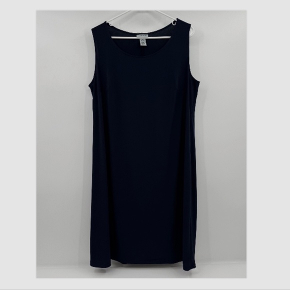 Catherines Dress Women 0X Blue Sleeveless Stretch Shift Office Career Casual - Picture 1 of 8